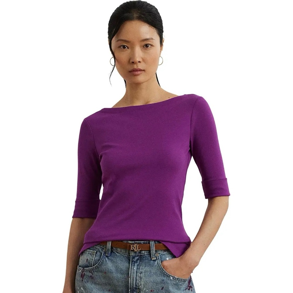 NWOT: Ralph Lauren Purple Boat Neck Top